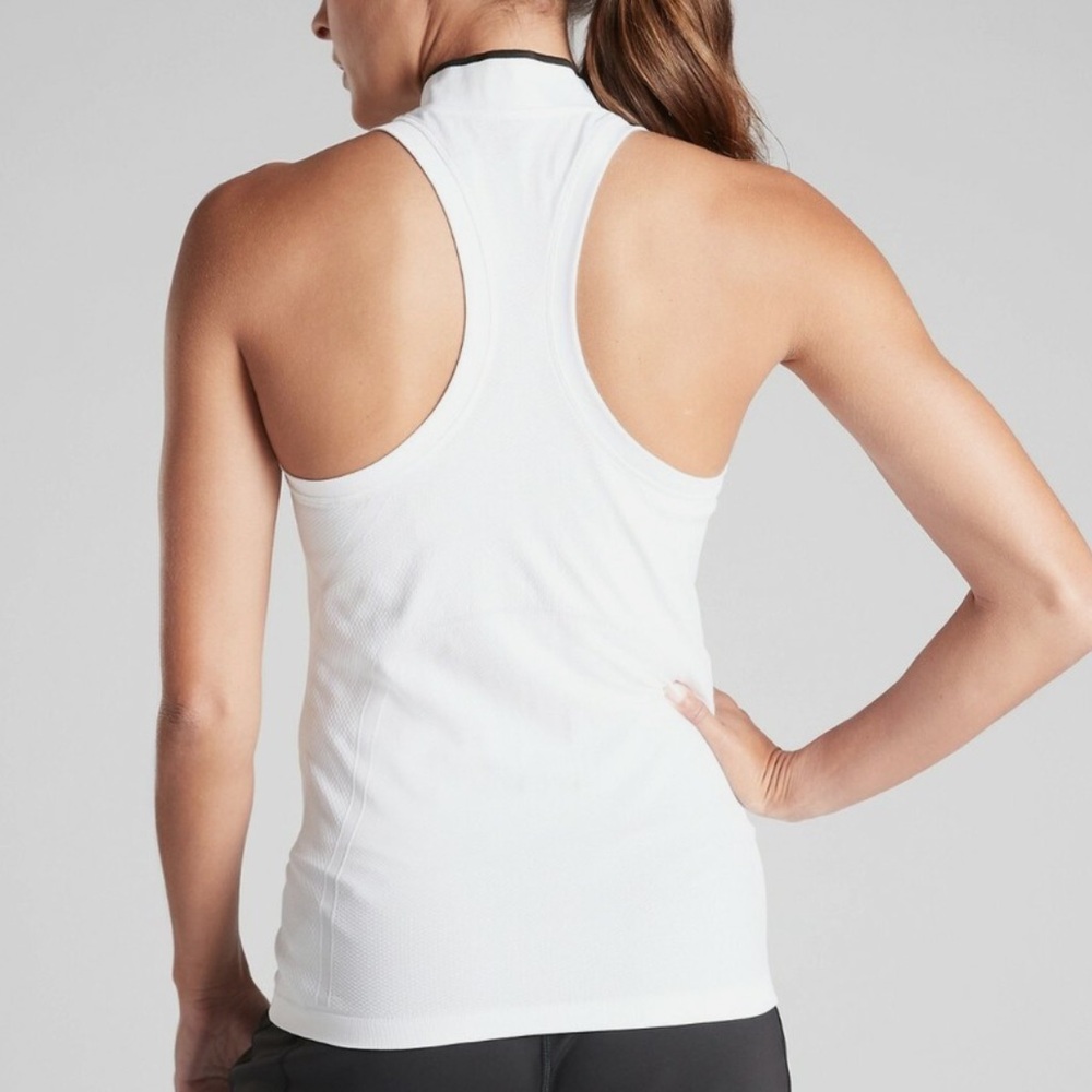 Athleta Momentum Polo Tank Top Bright White SIZE small Athleta White Fitted